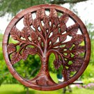 Tree of life Wall Sculpture Panel Hand Carved wood Mahogany Balinese Art