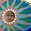 Wind blown SUN & Moon Mosaic Wall art Plaque Hand Carved Painted Bali Folk Art