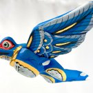 Bali Frog Mobile winged Demon Chaser carved wood Balinese Art Blue 9"