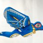 Bali Frog Mobile winged Demon Chaser carved wood Balinese Art Blue 9"
