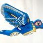 Bali Frog Mobile winged Demon Chaser carved wood Balinese Art Blue 9"