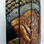 Earthy Red Buddha Panel Folding Screen Wall Art Hand Carved Wood Bali art