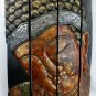 Earthy Red Buddha Panel Folding Screen Wall Art Hand Carved Wood Bali art