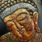 Earthy Red Buddha Panel Folding Screen Wall Art Hand Carved Wood Bali art