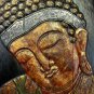 Earthy Red Buddha Panel Folding Screen Wall Art Hand Carved Wood Bali art
