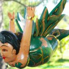 Flying Chubby Mermaid Mobile Goddess spiritchaser Balinese carved wood Bali Art