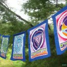 Chakra Lotus Prayer Flag string banner meditation Yoga Bali Batik wall Art Blue