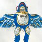 FLYING Frog Winged Toad Mobile Spirit Chaser carved wood Art Blue  Art 6"