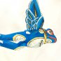 FLYING Frog Winged Toad Mobile Spirit Chaser carved wood Art Blue Art 6"