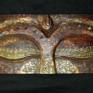 Wise Eyes of Buddha Wall art panel Carved Wood Relief Asian Style Home Decor
