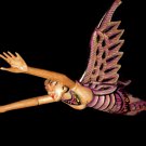 Flying Dewi Sri Goddess Mobile Crib Guardian Carved Wood Bali art Purple 21