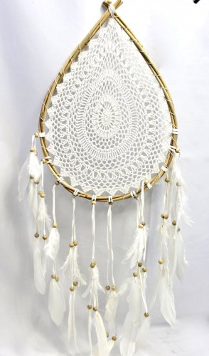 Dreamcatcher Teardrop Mandala Crochet & Bamboo boho decor Handmade Bali Art