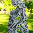 Balinese Mermaid Wall Sculpture Panel Nautical Decor carved wood Bali Art left