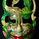 Balinese Mask Green Goddess  Bali Wood Carving Hand painted Wall Art