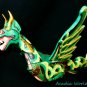 Flying Dragon Mobile Spiritchaser carved wood Balinese Folk Art Green 16"