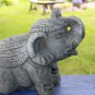 Lucky Elephant Garden Statue Cast Volcanic Lava Stone Bali Yard Art Grey
