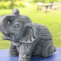 Lucky Elephant Garden Statue Cast Volcanic Lava Stone Bali Yard Art Grey