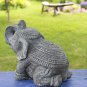 Lucky Elephant Garden Statue Cast Volcanic Lava Stone Bali Yard Art Grey