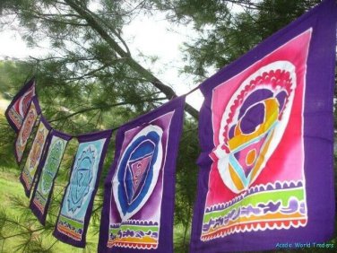 Chakra Prayer Garden Flag Bali Yoga meditation Batik Balinese Hindu Art Purple