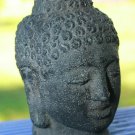 Peaceful Mini Buddha Bust Garden Statue cast lava stone Balinese Art  3.5" Tall