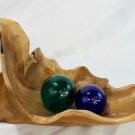 Teak Decorative Fruit Bowl Freeform leaf shape carved reclaimed wood Bali Art