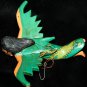 Flying Dewi Sri Goddess Demon Chaser Mobile Winged Carved Wood Bali art green 8"