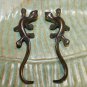 Lizard Gecko Brass Knob Drawer Pull Door Cabinet Handles Set of 2 Bali Art 5"L