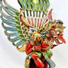 Vintage Garuda Statue Balinese Hindu Art Hand Carved Wood Polychrome Indonesian