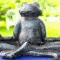 Meditating Yoga Frog Garden statue Zen Buddha cast lava stone Bali Yard Art