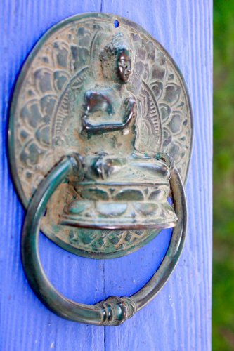 Buddha Meditating Door Knocker Handle knob Cast Bronze Namaskara Balinsese Art