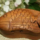 Fish Sealife Secret Puzzle Box Trinket Jewelry Stash hand carved wood Bali Art
