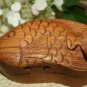 Fish Sealife Secret Puzzle Box Trinket Jewelry Stash hand carved wood Bali Art