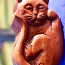 Secret Puzzle Box Kitty Cat Feline trinket Balinese Hand Carved Wood Bali Art