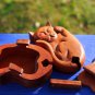 Secret Puzzle Box Kitty Cat Feline trinket Balinese Hand Carved Wood Bali Art