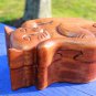 Secret Puzzle Box Kitty Cat Feline trinket Balinese Hand Carved Wood Bali Art