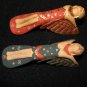 Bali Flying Dewi Sri Goddess Ornament Guardian carved Wood Set 2 Balinese Art