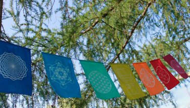 Sacred Geometry Rainbow Prayer Flag Bunting Banner Bali Boho Garden Wall Art