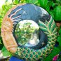 Mermaid Mirror Wall Art Hand Carved Painted Wood Bali Folkart Green