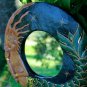 Mermaid Mirror Wall Art Hand Carved Painted Wood Bali Folkart Green