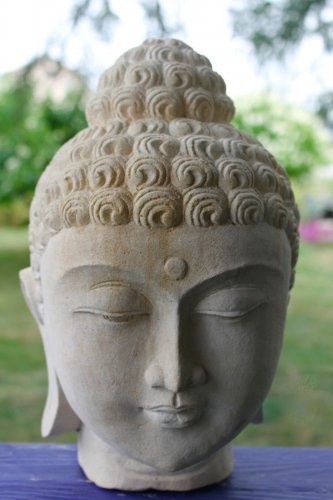 Serene Buddha Garden Statue stone Sculpture Genuine Limestone Carving Bali Art
