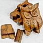 Wise Owl Box Secret Puzzle Trinket Box stash box Hand Carved Wood Bali Art