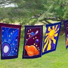 Celestial Sun Moon Star Planet Prayer Flag wall hanging String Bali Batik art
