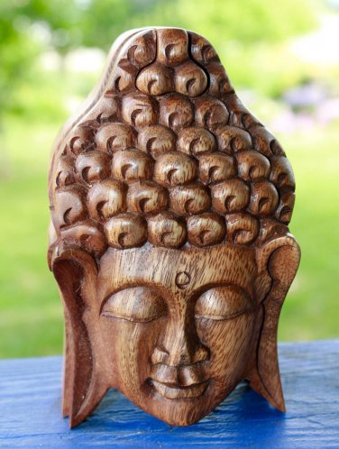 Buddha Secret Puzzle Box Trinket Stash Hand Carved Wood Bali Art