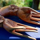 Buddha Mudra Hands Statue Pair Hand Carved Wood Sculpture Bali Art