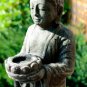 Standing Buddha Garden Statue Lotus Candle holder cast lava stone Bali art