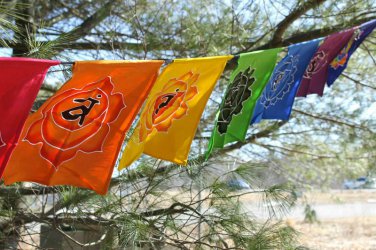 Chakra Rainbow Prayer Flag Wall Hanging banner Yoga Bali Batik Garden Art