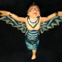 Dewi Sri Goddess Mobile Flying Demon Chaser Carved Wood Bali Folk art teal 8"