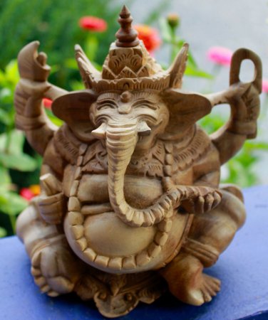 Ganesha statue Elephant Remover Obstacles Balinese Art carved wood sculpture