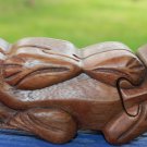 Gecko Secret Puzzle Box Trinket Stash Jewelry Hand Carved Wood Lizard Bali art