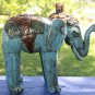 Blue Elephant Statue Figure hand Carved Painted Wood Balinese Art Boho Decor